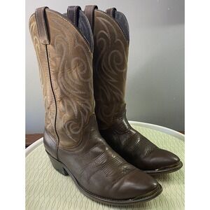 Justin Men's Brown Leather Buck Bay Apache‎ Western Cowboy Riding Boots 8.5 D